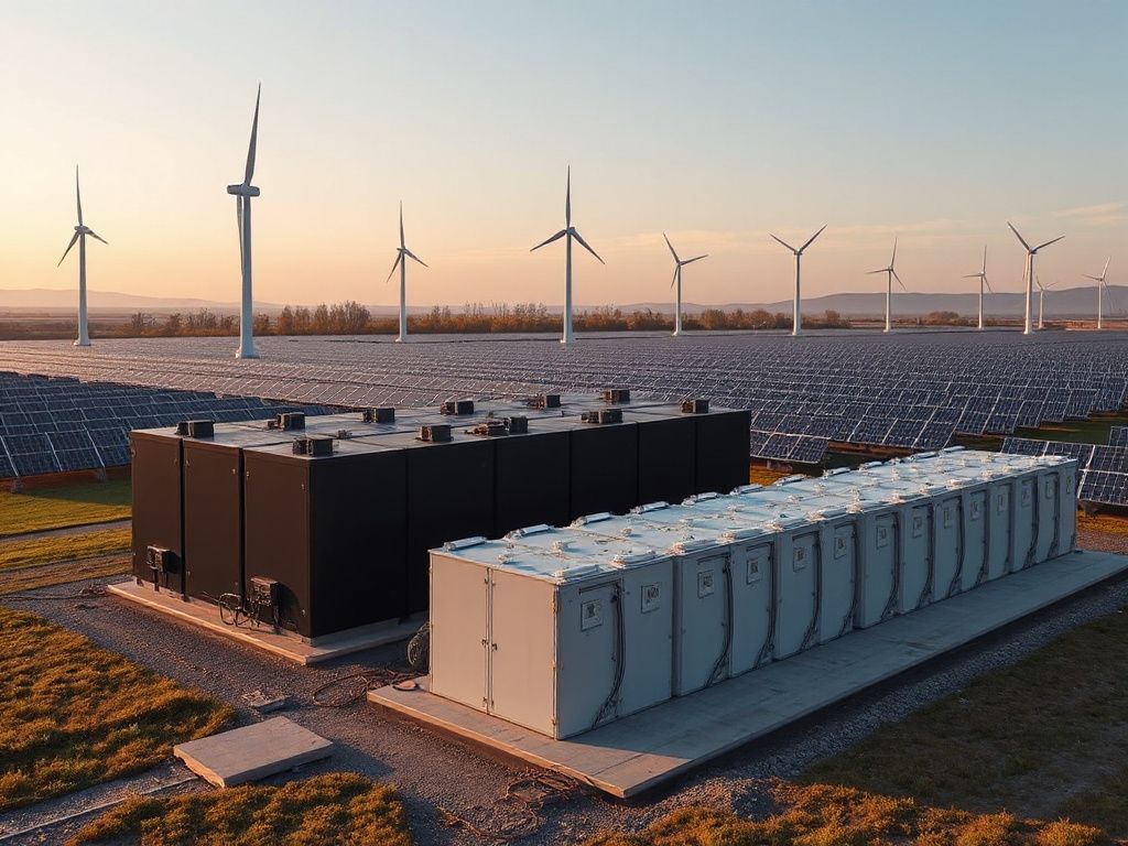 Batteriespeicheranlage mit Windkraft- und Solarenergieanlagen