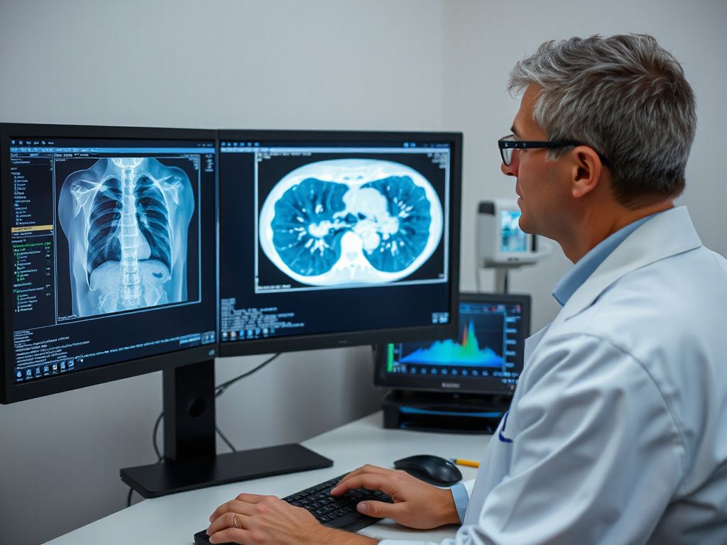 Ein Arzt verwendet KI in der Medizin