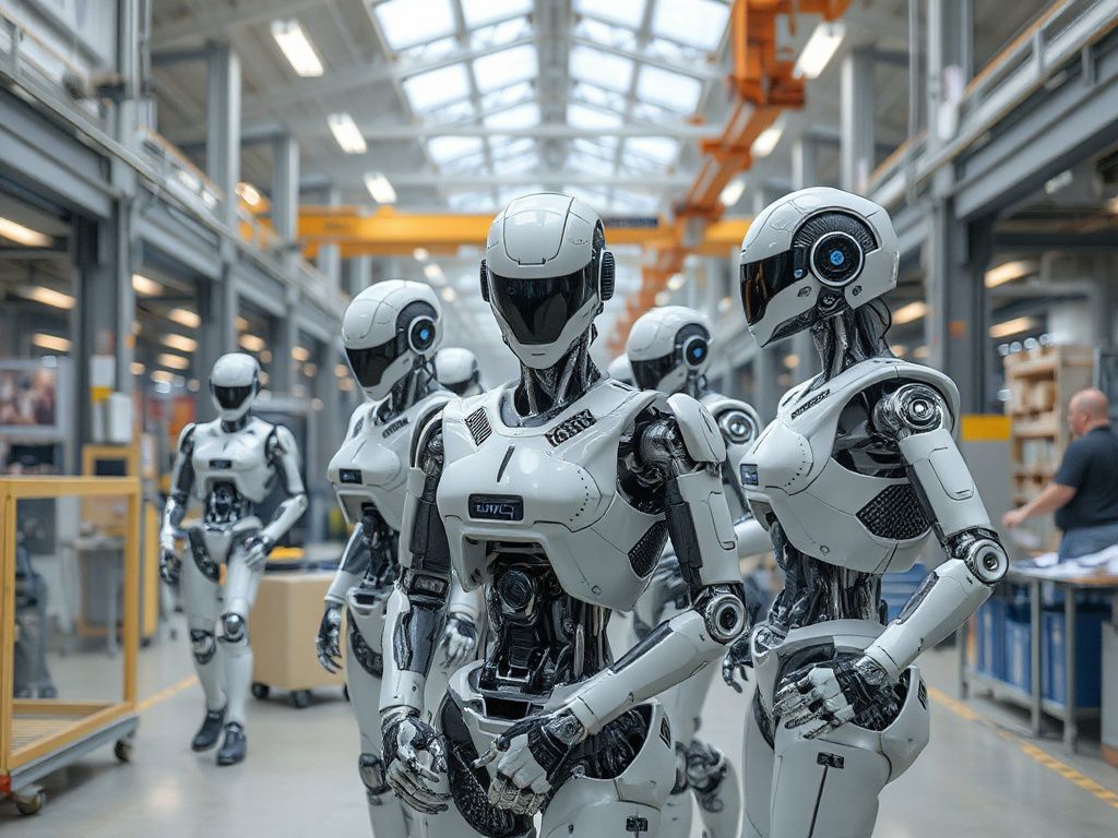 Ein humanoider Roboter bei der Arbeit in einer Fabrik